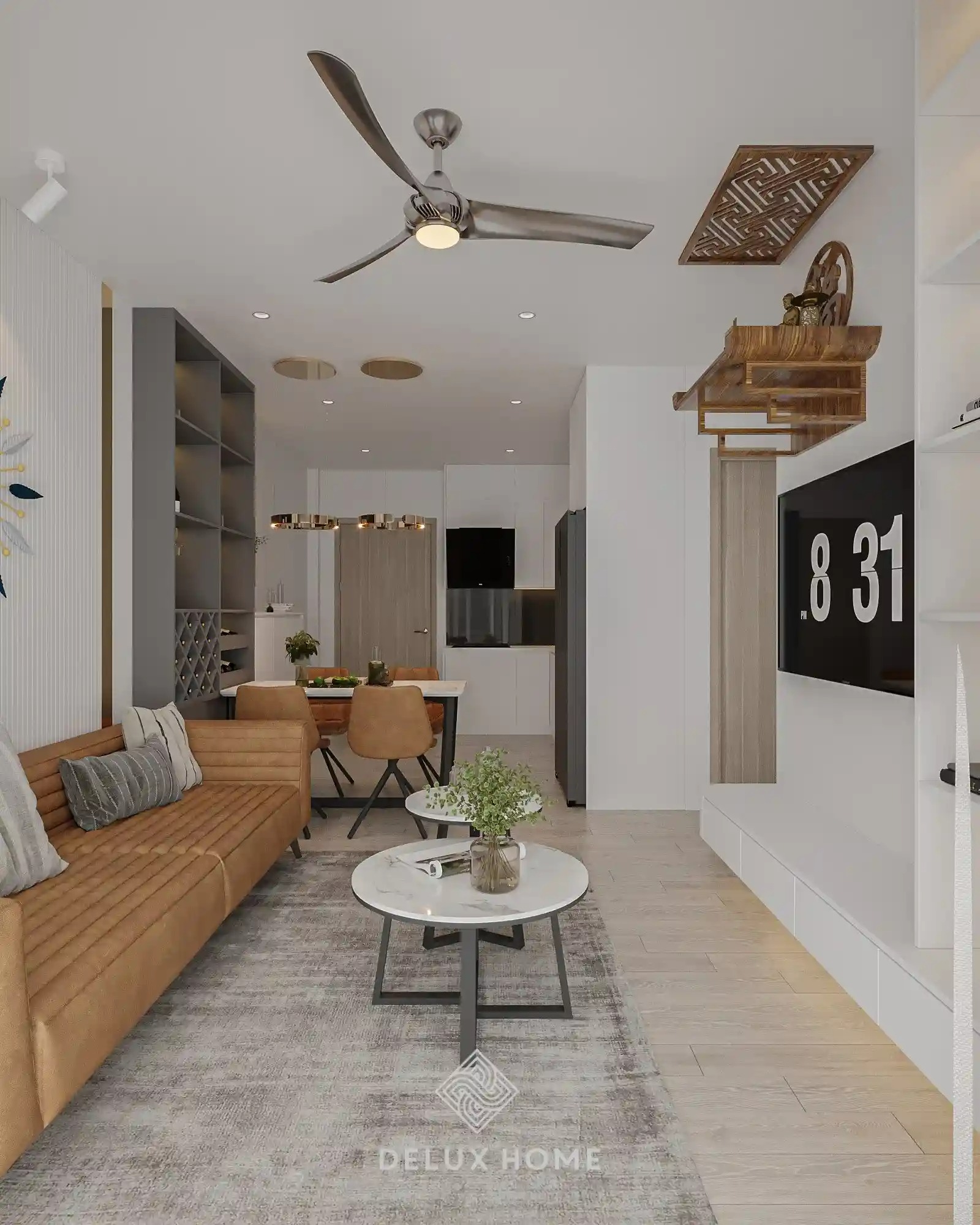 thiet ke phong khach chung cu de